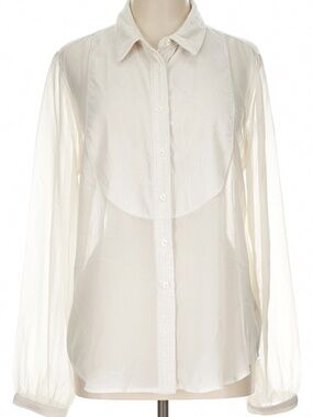 GAP Women's Ivory Button Down Sheer Blouse XXL